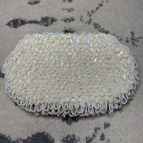 La Regale Handbags - Vintage Bridal Shower Elopement Something Old Sequins Beaded Satin Lined Clutch